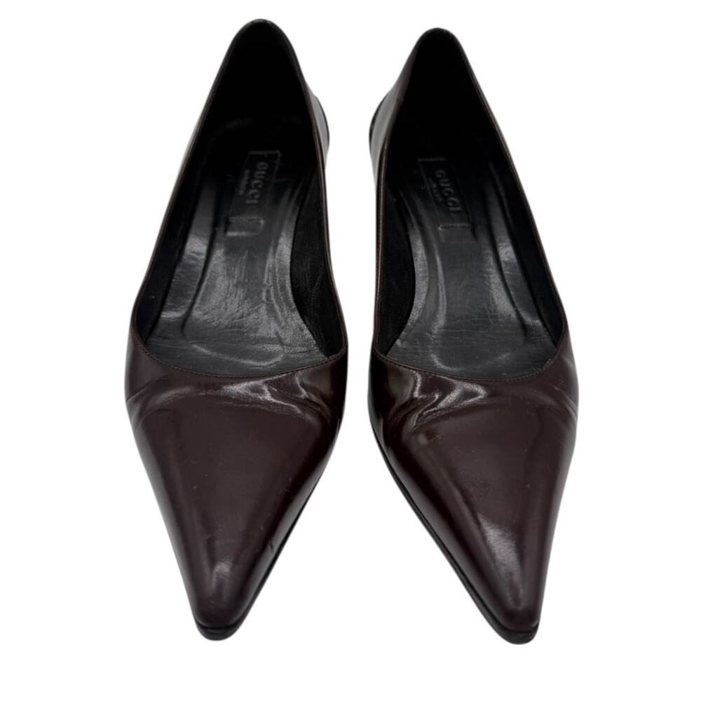 Gucci Burgundy Leather Pointed-Toe Kitten Heel Pumps – Size 36.5 - Picture 3 of 13